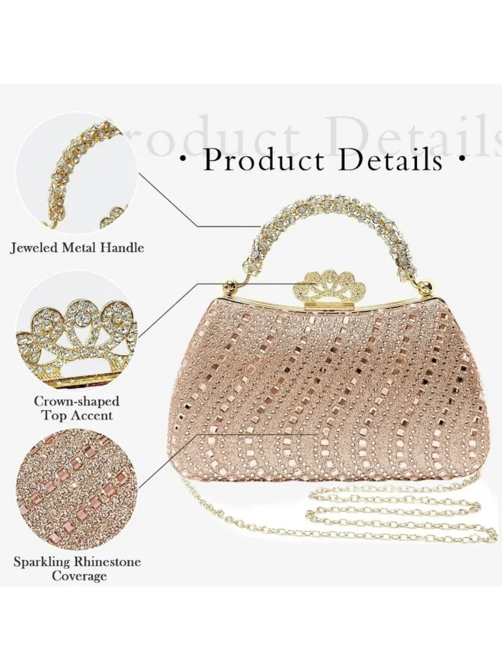 Sparkly Rhinestone Clutch Purse for Women - Formal Evening Bag for Prom